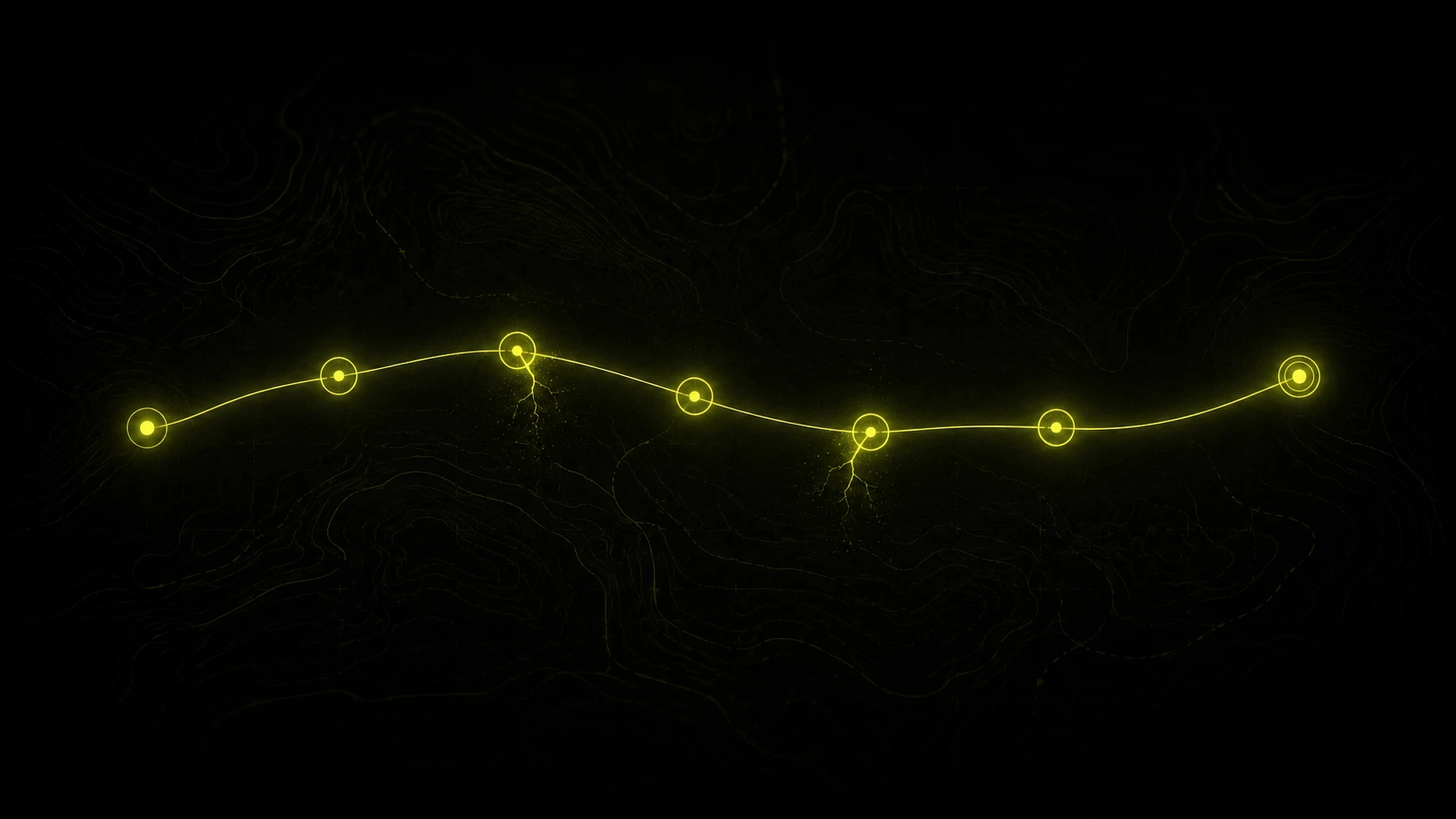 A dark map showing the six points where a local service business loses customers, lit in lime