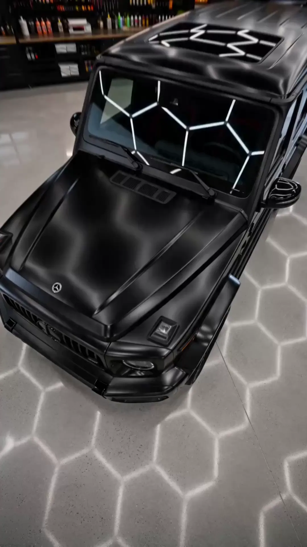 Matte black G-Wagon from above