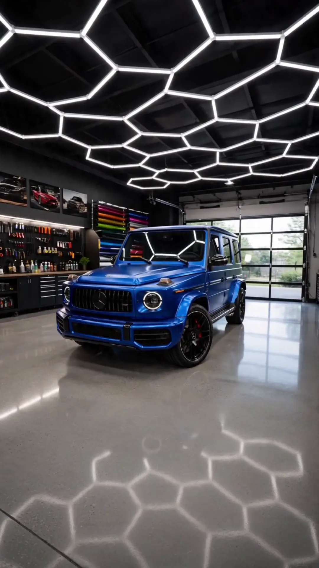 Blue G-Wagon, front